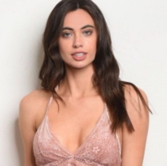 NWT Blush Pink Velvet & Lace Racerback Mini Dress - Picture 3 of 4